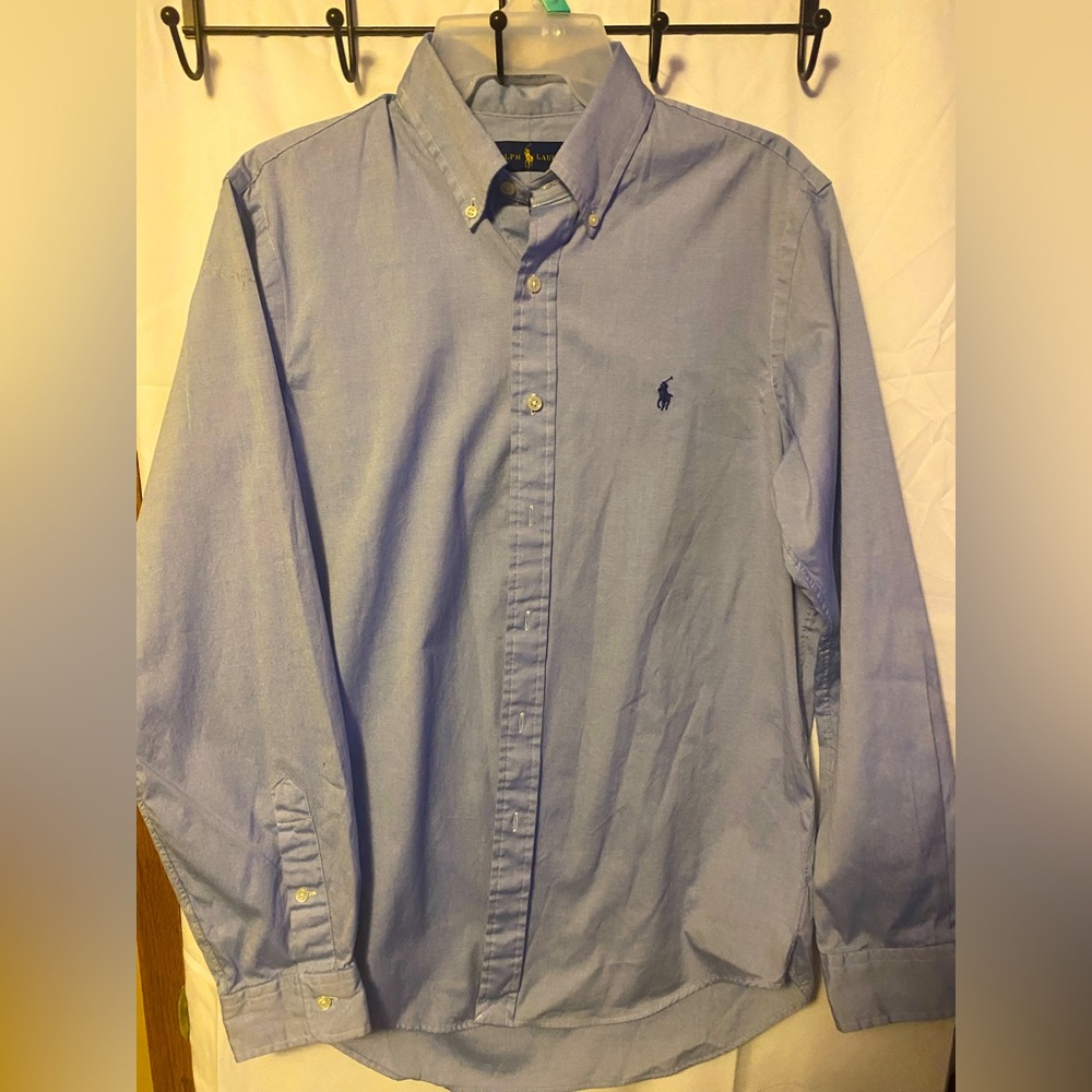 Long sleeve light blue men’s polo shirt